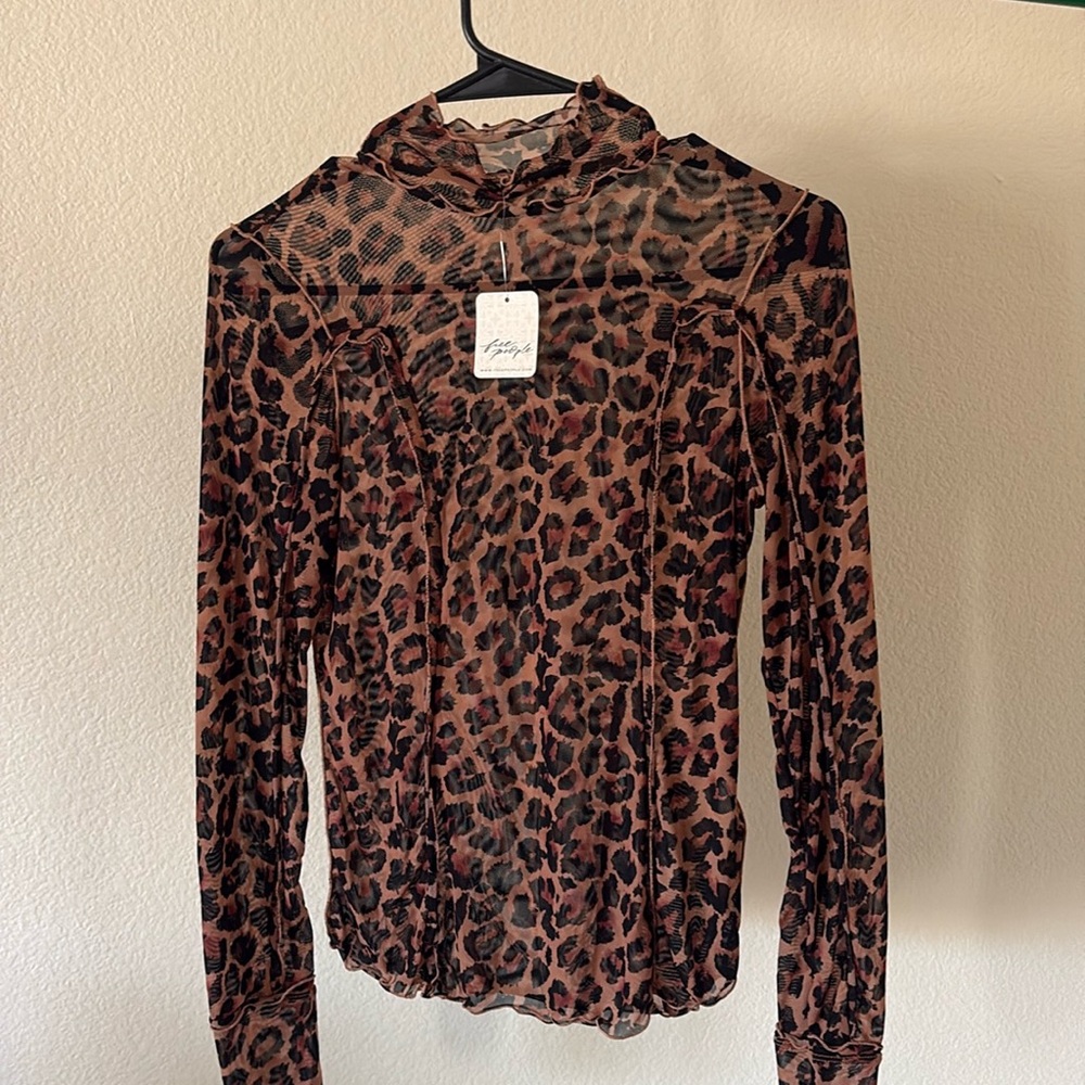 NWT Free People Animal print mesh Sm